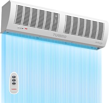 TURBRO 36-Inch Air Curtain Fan, Wall-Mounted Commercial Air Door with Magnetic Switch, 1177 CFM, Heavy-Duty Indoor Over Door Fan for Energy Efficiency, Dust, and Insect Control
