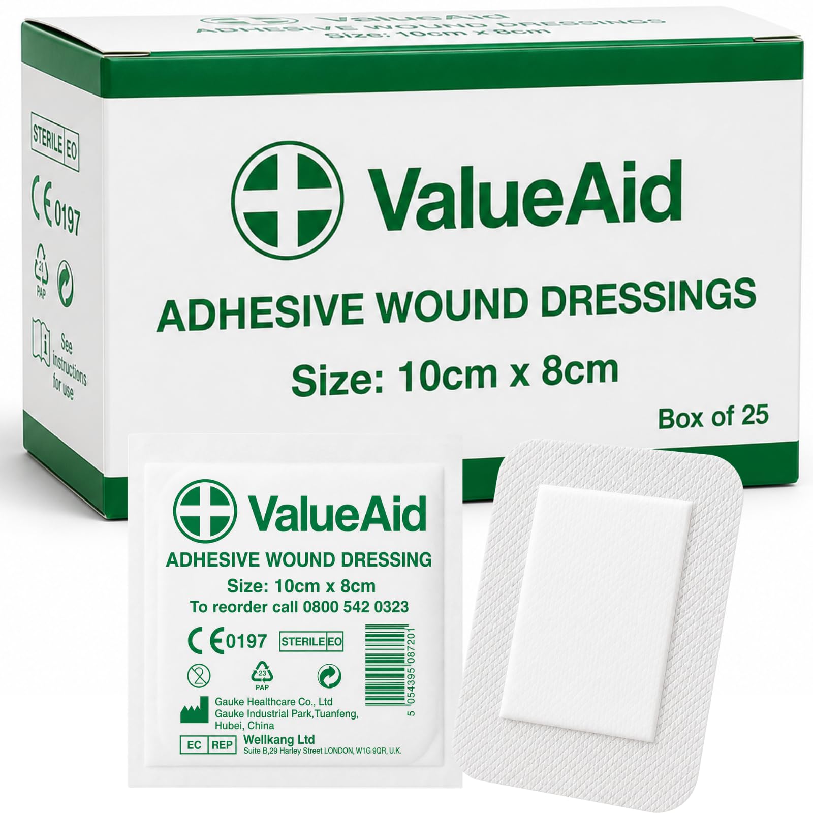 Value Aid Adhesive Wound Dressings - 10cm x 8cm - Box of 25