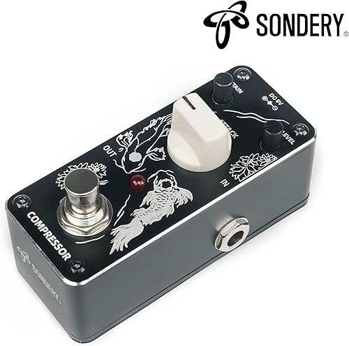 Miniatura 3 de Sondery Pedal de Compresor para Guitarra Eléctrica y Bajo, Mini Pedal de Compresión True Bypass, Controles por Nivel de Sustain y Attack, Serie Art