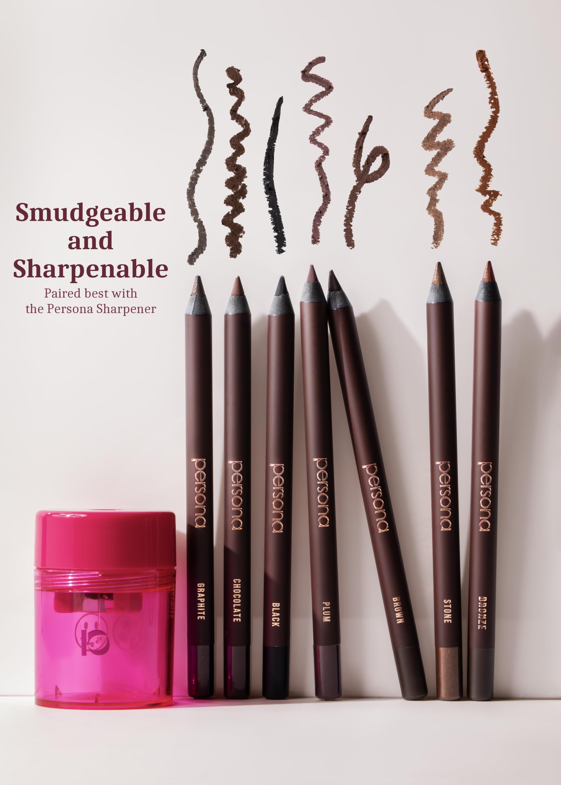 PERSONA 24HR Chocolate Waterproof Eyeliner Pencil, Creamy & Sharpenable