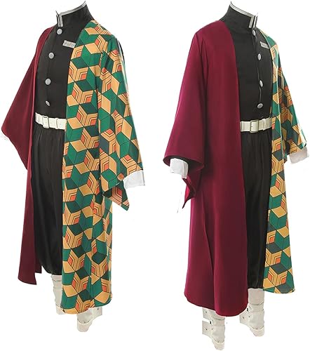 Vista 6 de CR ROLECOS - Disfraz de cosplay de Tanjirou, Zenitsu y Giyuu para anime, kimono de cosplay