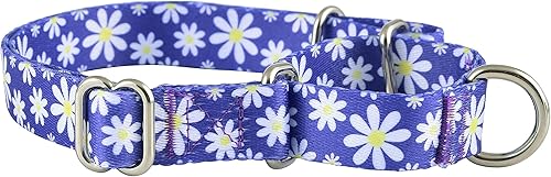 Miniatura 5 de Martingale Collar para perros, entrenamiento antideslizante para cachorros para niños o niñas, perros pequeños o grandes, linda flor, rosa, patrones