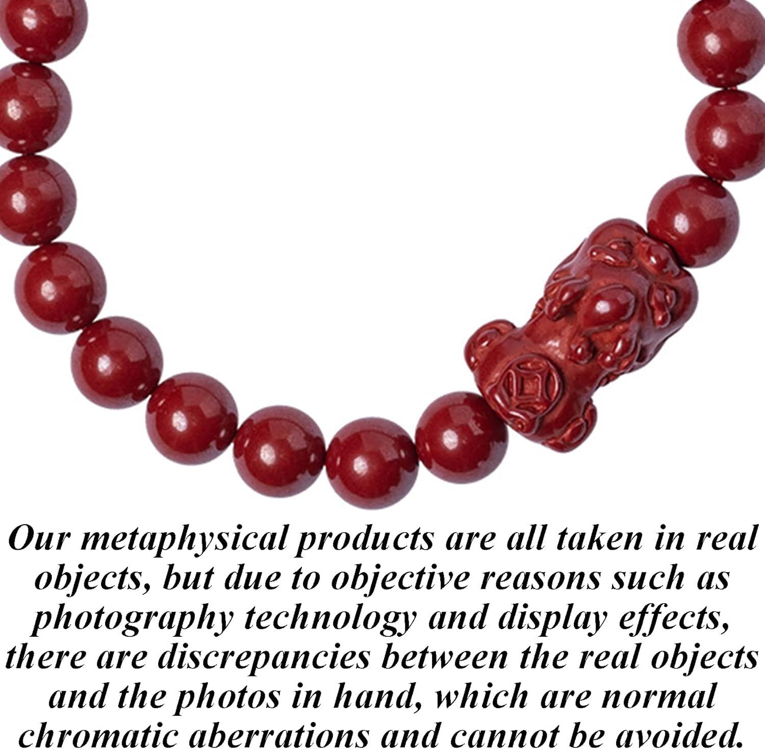 Feng Shui Amulet Natural Stone Cinnabar for Women Men 6/8mm Crystal Quartz Piyao Ward Spirits Talisman for Good Fortune,6mm