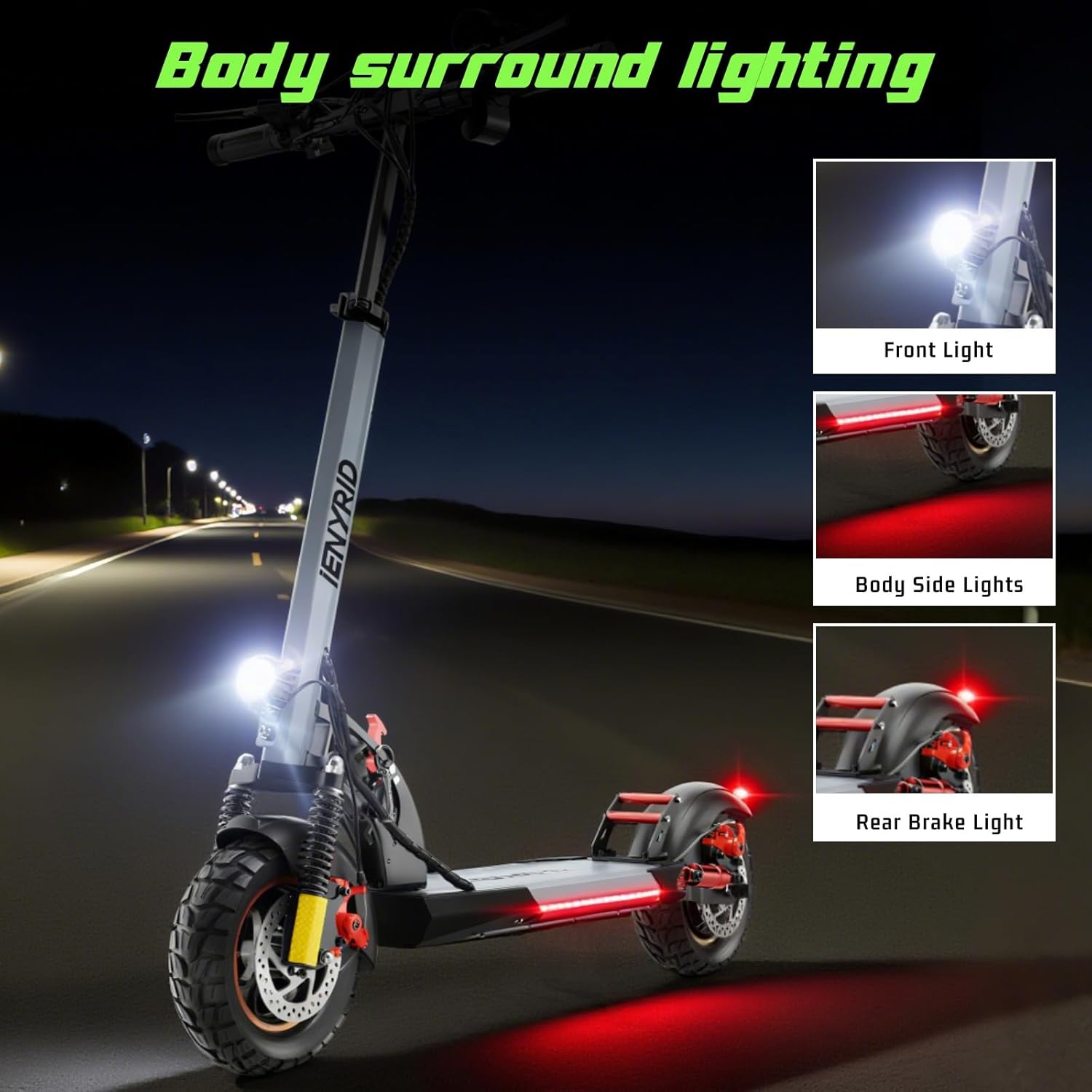 Electric Scooter,Peak 1000W High Power Motor 28MPH,28Miles Long Range,10" All-Terrain Tires Off Road Electric Scooter for Adults.Dual Braking Folding EScooter.