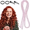 Heatless Curls Overnight Headband, Heatless Curling Rod Headband for Short Long Hair No Heat Overnight Curls with Thin Curlers to Sleep In Lazy Natural Soft Wave DIY(Pink)