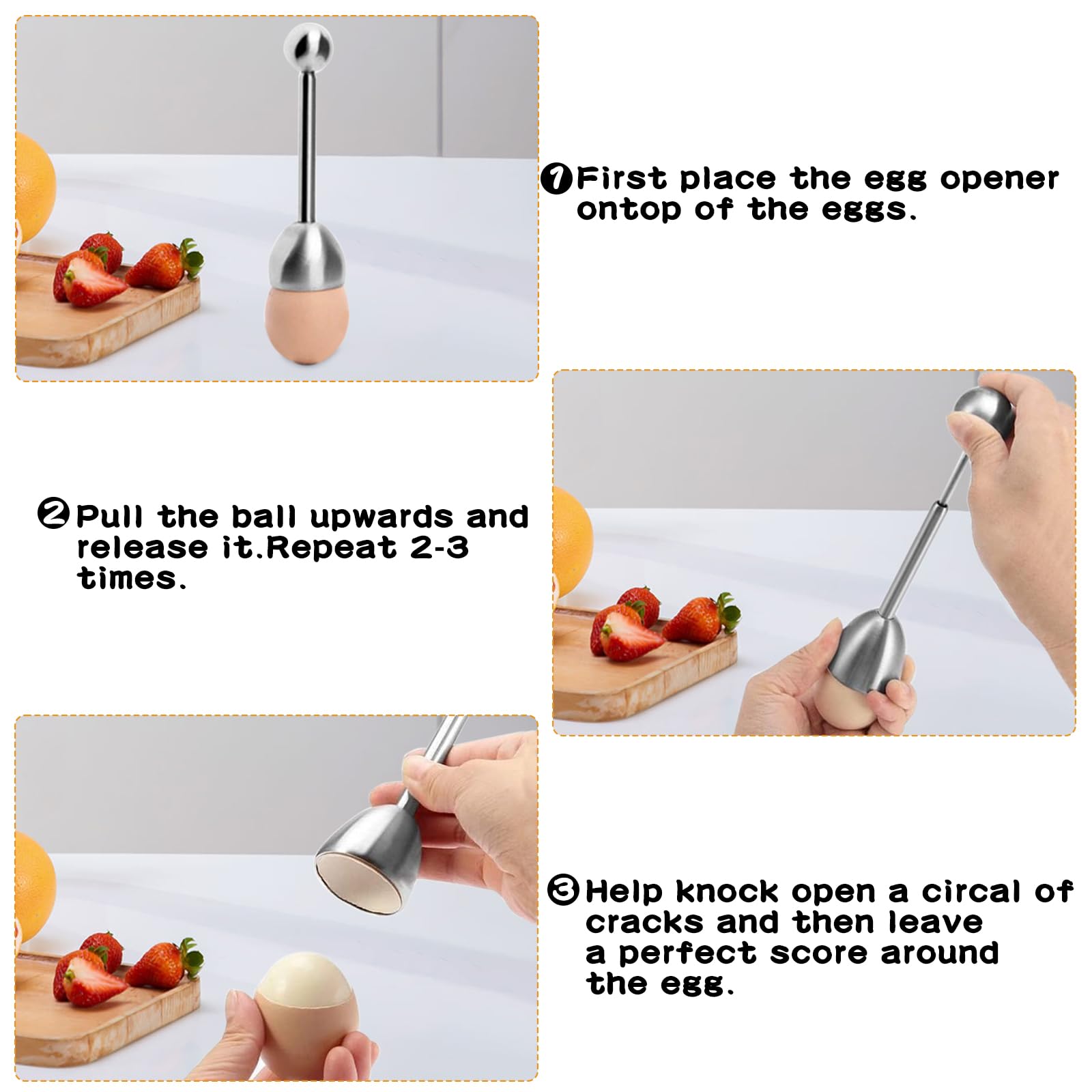 Ouvre œuf Acier Inox Ouvre-Œufs En Acier Inoxydable - Coupe Coquille Précis Sans Casser Le Jaune - Lot De 2 - 13cm Ouvre Coquille œuf