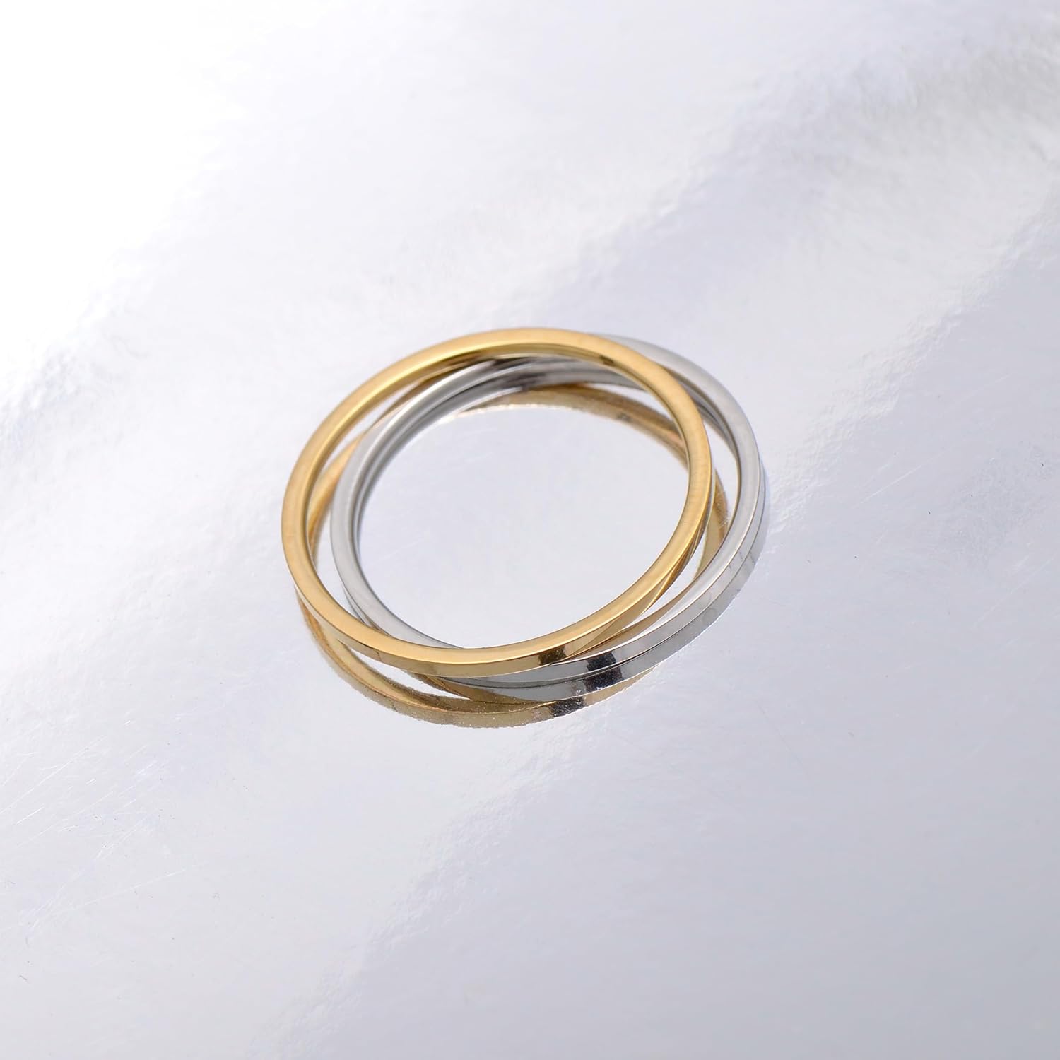 Paialco Two Tone 1 MM Skinny Stainless Steel Rings Stackable Bands for Women, Size 7 - Image 6