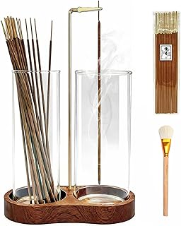 Ceremony Incense Holder, 2 in 1 Wooden Incense Holder for Sticks | Anti-ash Incense Burner with Glass Ash Catcher for Meditation Yoga Spa Room Decor