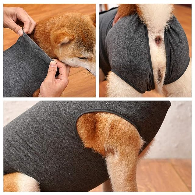 Foto 5 de 8 de Traje de recuperación para Perros, Protector de heridas Abdominales para Cachorros, Ropa quirúrgica médica