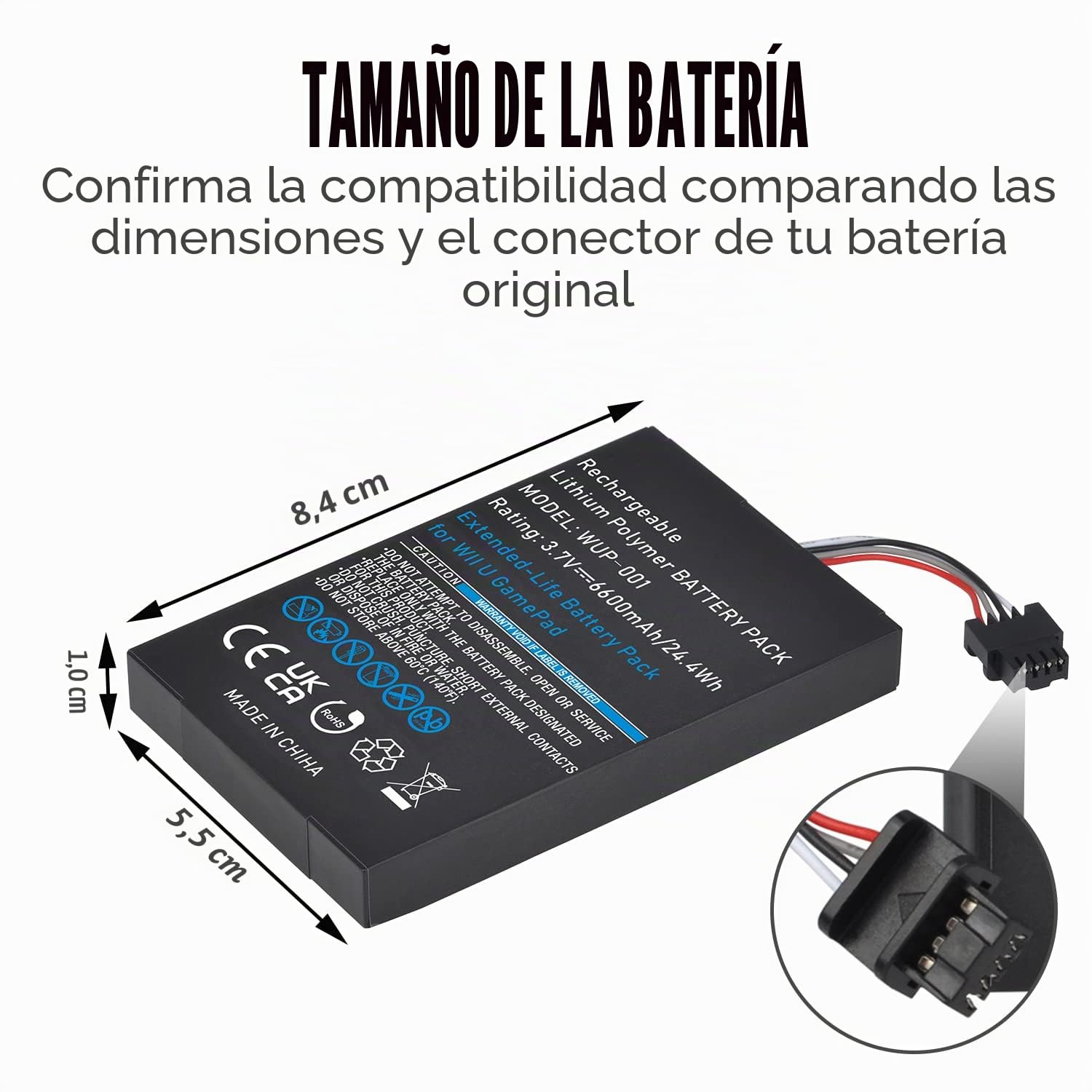 Batería de repuesto WUP-001 para Wii U Gamepad, 6600 mAh, 3,7 V, alta capacidad, con destornillador