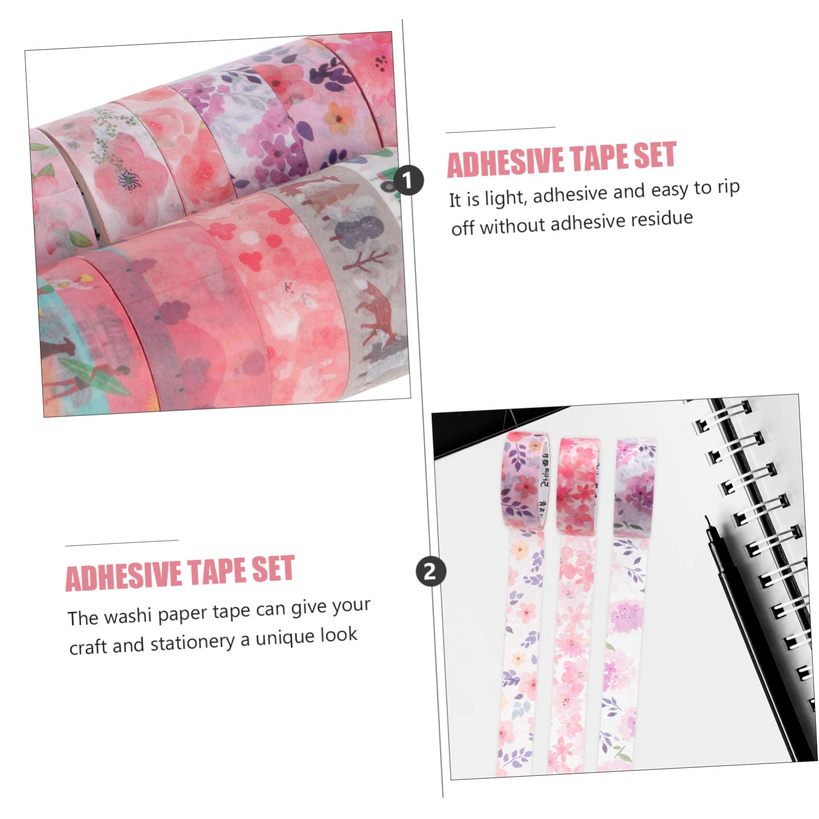 STOBOK 39rotoli Nastro Adesivo Decorativo Set Per Fai Da Te Washi Tape Per Scrapbooking e Decorazioni Di Diario Carta Pulp Di Qualità Superiore Per Creazioni Artistiche e Regali