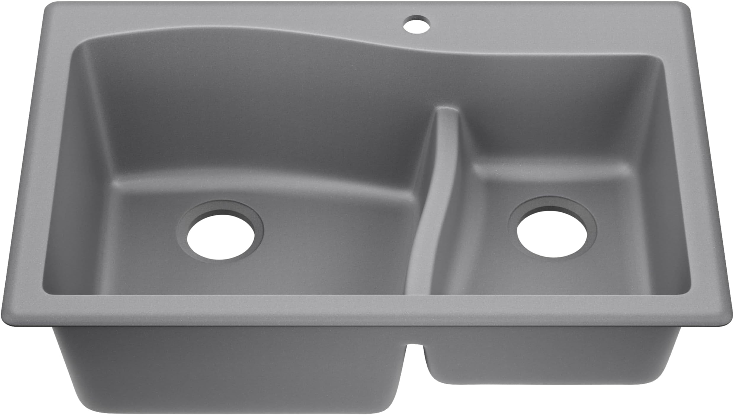 Quarza 33-inch Drop-In/Undermount 60/40 Double Bowl Granite Kitchen Sink in Grey, KGD-442GREY
