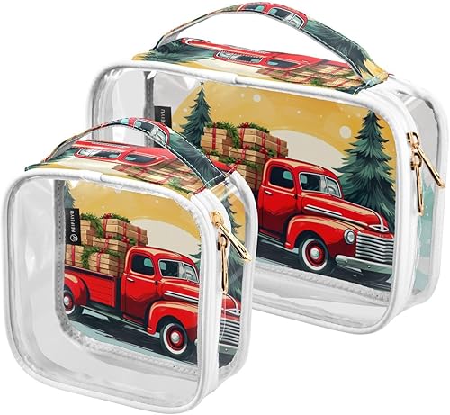 Miniatura 2 de Christmas Red Truck Clear Toiletry Bag for Traveling,2 Pack Makeup Cosmetic Bag with Zipper,Travel Bag for Toiletries,Travel Essentials 21214549