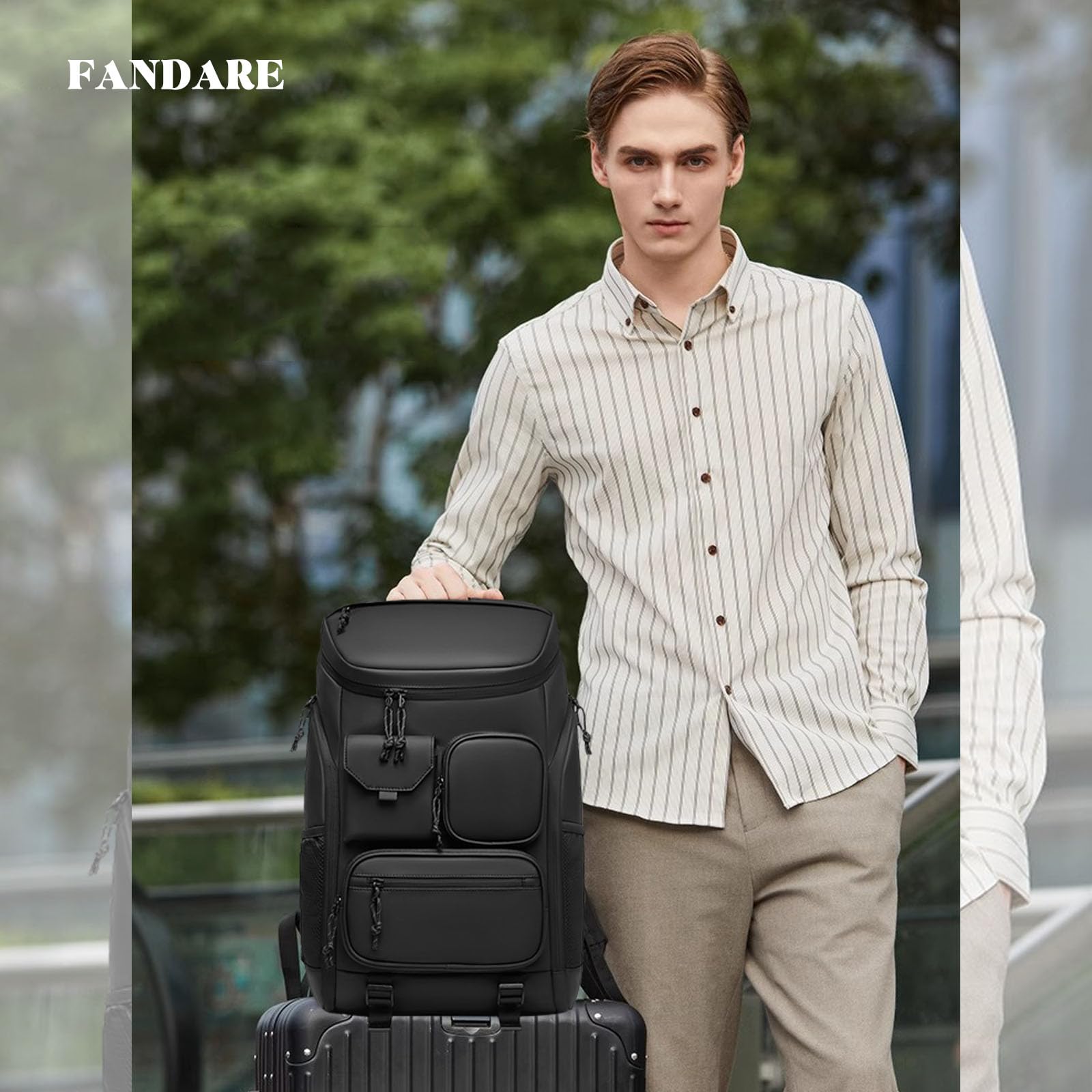 FANDARE Mujer Laptop Mochilas Tipo Casual Bolsa de Equipaje de Mano para avión Hombre Mochila Viaje Ryanair Bolsa Bolso de Mano Mochila de Viaje Gran Capacidad Bolsos Negocio Trabajo Mochila Negro
