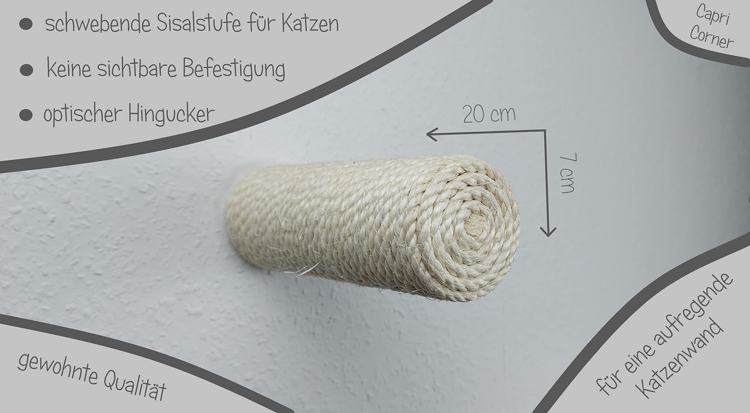 CapriCorner Kletter Wand Stufe für Katzen, 20 x 7 cm Katzenwand Katzentreppe Catwalk (3 Stück)