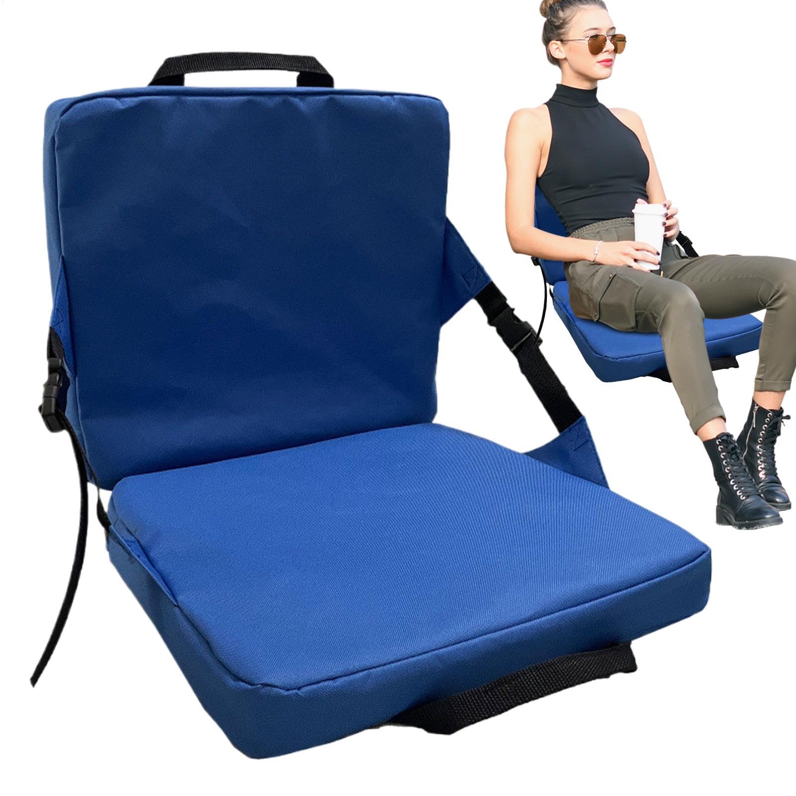 Asiento de estadio portátil, acolchado para estadio, asiento trasero, cojín cómodo, resistente al agua, para eventos al aire libre, deportes, conciertos, 38 x 34 x 34 cm, color negro
