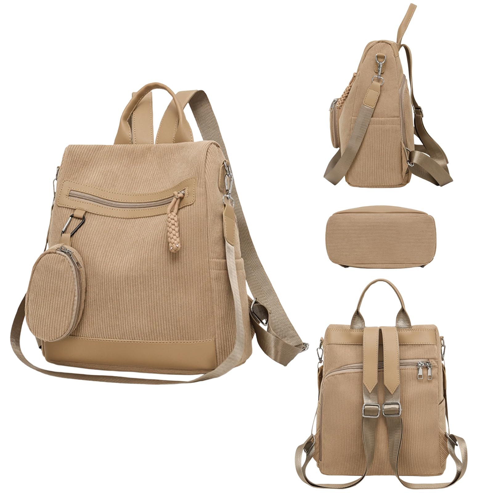 Sac à Dos Femme Antivol, Sacs à Main Portés Dos Femme, Petit Sac Bandoulière Fort Backpack Loisirs Casual Léger pour Voyage L'école Travail Université Collège Shopping