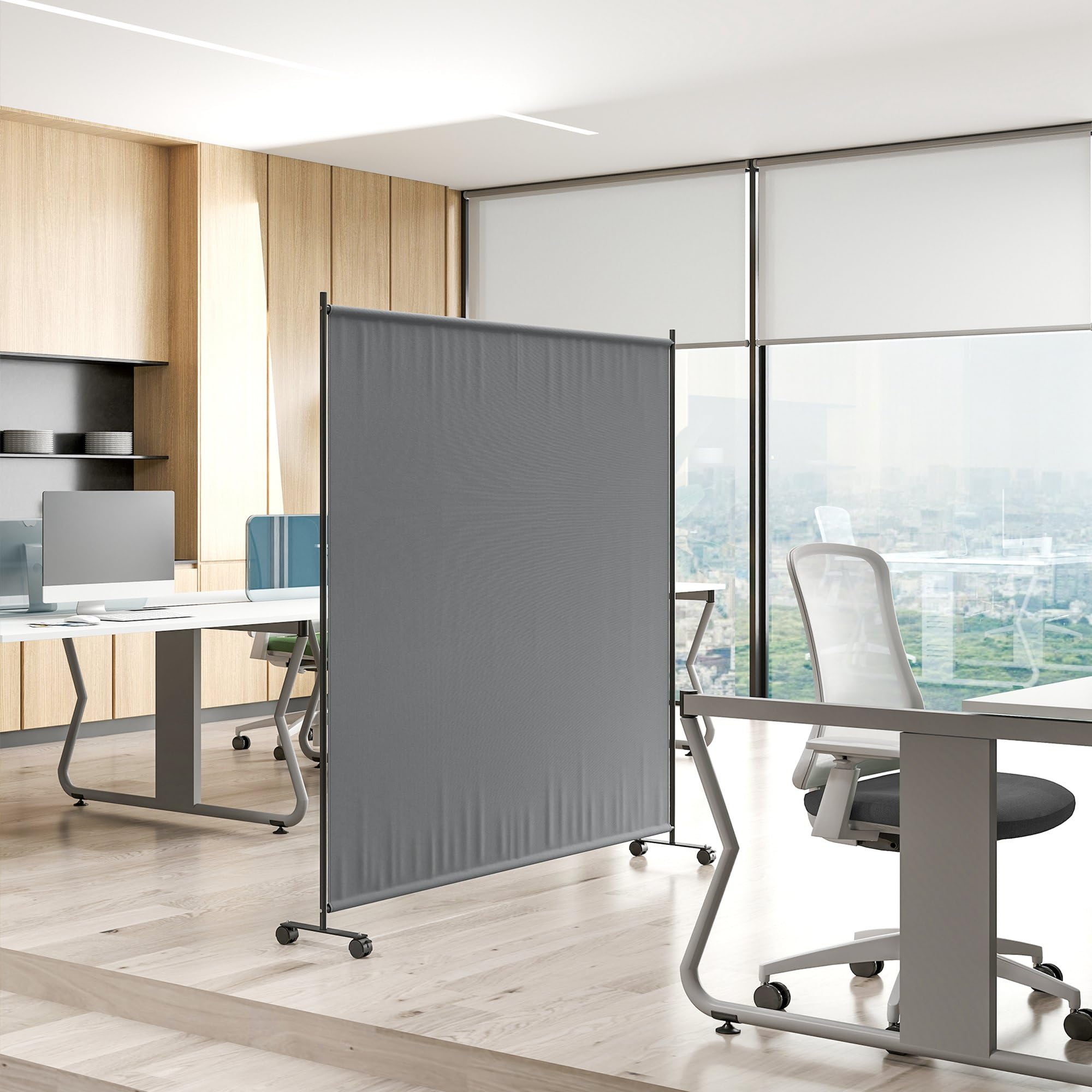 Outsunny Panneau Brise-Vue paravent extérieur sur roulettes, Brise Vue Jardin, Opaque, autoportant, pour Le Jardin, terrasse, Balcon, 183 x 30 x 181 cm, Gris | Paravent Extérieur sur Roulettes, Brise Vue Jardin, Jardin Terrasse Balcon