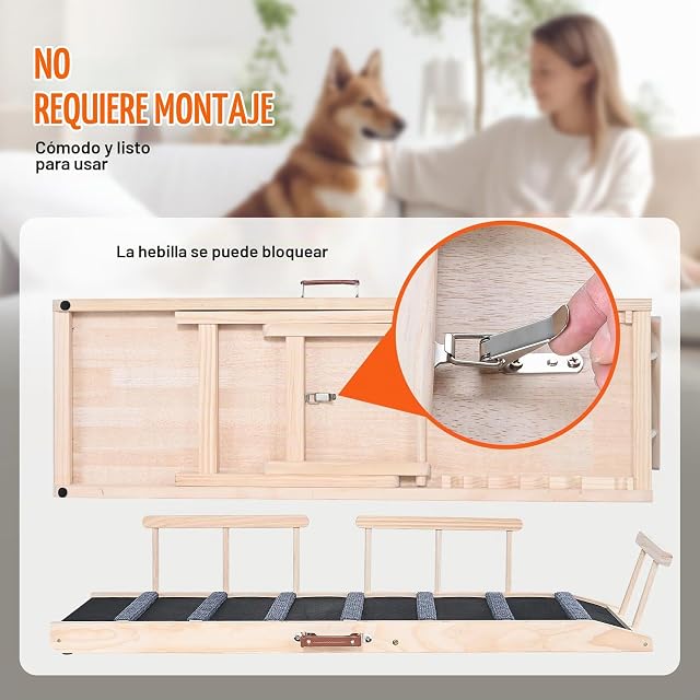 Foto 5 de 8 de VEVOR Rampa para Perros Longitud de 1200 mm Rampa Plegable Antideslizante para Perros Pequeños/Grandes Altura…