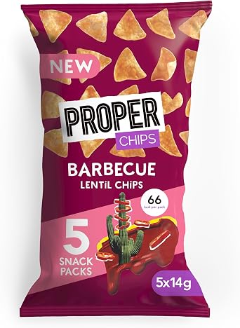 PROPERCHIPS Barbecue Lentil Chips 5 x 14g 70g - Vegan Gluten Free Snacks
