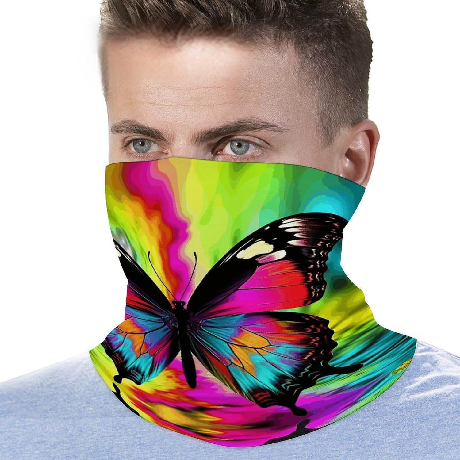 Colorful Butterfly Neck Gaiter Bandana Windproof Breathable Face Mask Cover Face Cover Cold Weather Gator Scarf Winter Neck Warmer Gaiter Half Balaclava Scarf Mask for Men Women