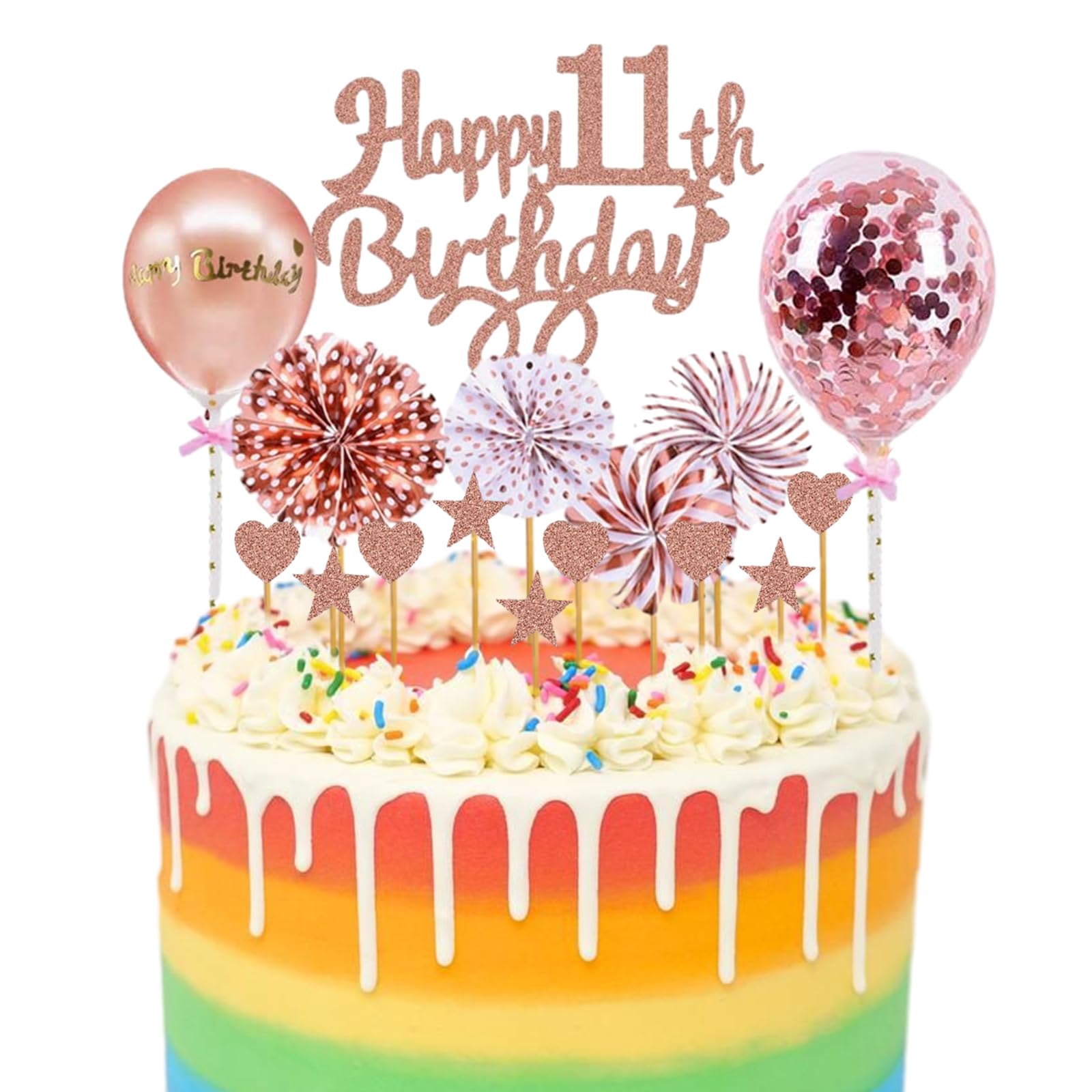 Guoguonb Topper Per Torta Happy 38° Compleanno – Decorazione Oro Con Cuori E Stelle Glitter Per 38 Anni, Per Donne E Uomini
