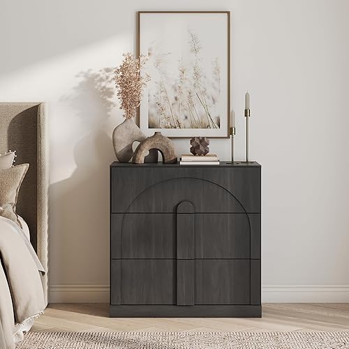 Miniatura 30 de BELLEZE Aparador Modular Acanalado Buffet con Almacenamiento, Mesa Consola Moderna de Mediados de Siglo con Puertas Arqueadas Simétricas, Elegante