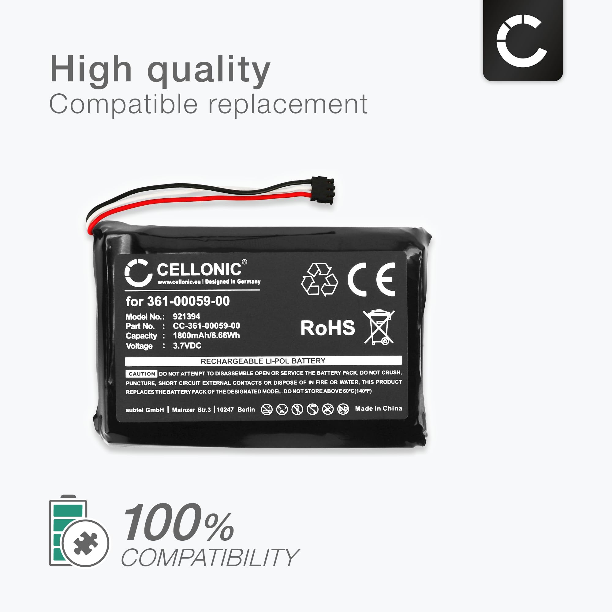 Li-Polymer Motorcycle GPS Battery TCTK Batteries Compatible With ZUMO 340LM, ZUMO 350LM, ZUMO 390LM Replaces 361-00059-00, For 361-00059-01 FBA Garmin ZUMO Battery Replacement - View #10