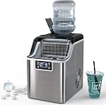 DORTALA Countertop Ice Maker, Portable Ice Cube Maker Machine with Self-Cleaning Function, 45 Lbs/Day, 24 Pcs/13 Mins, Top Loaded Ice Maker for Home Office Bar Party