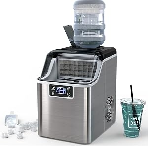 DORTALA Countertop Ice Maker, Portable Ice Cube Maker Machine with Self-Cleaning Function, 45 Lbs/Day, 24 Pcs/13 Mins, Top Loaded Ice Maker for Home Office Bar Party