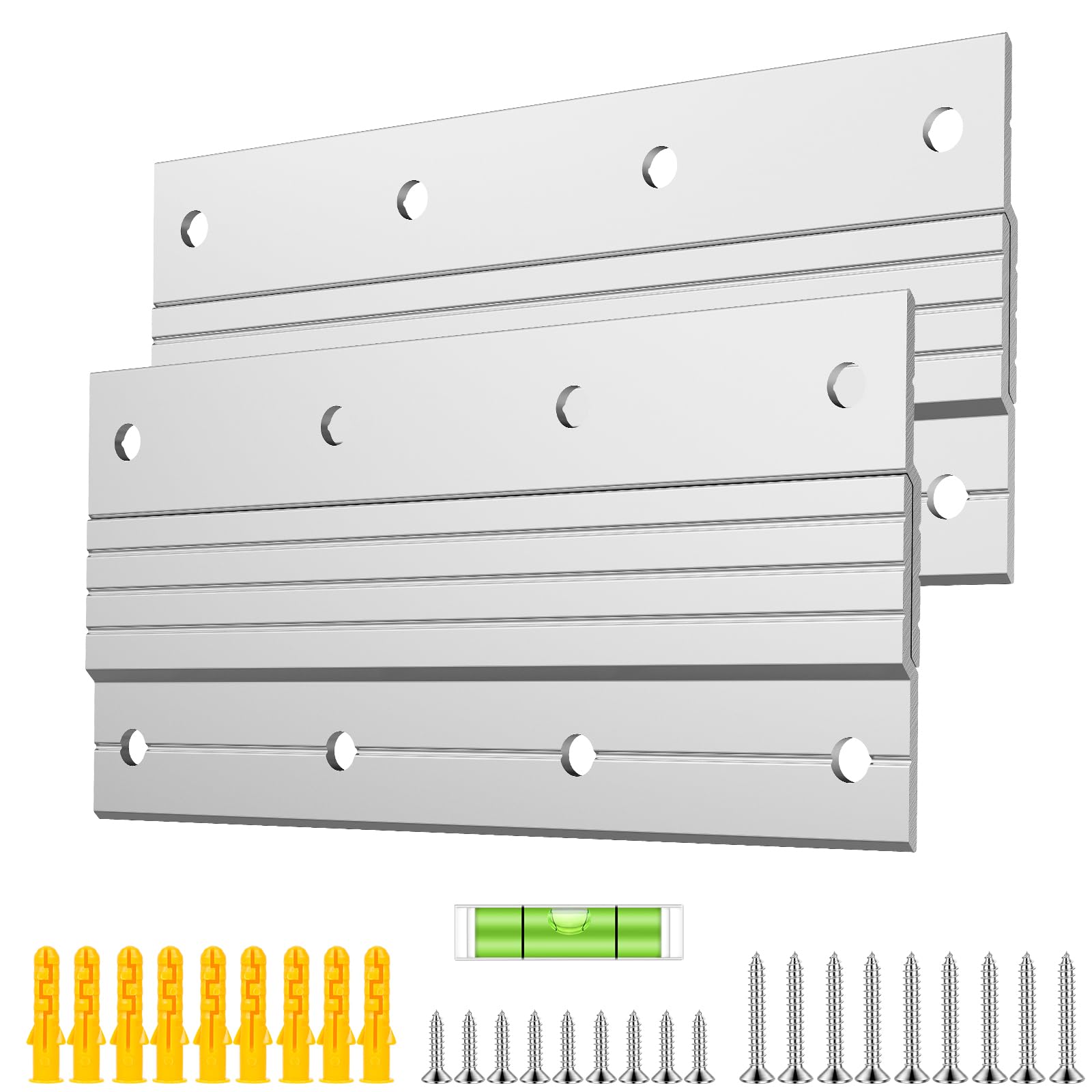 RAYTRUST 2 Pairs French Cleat Hanger Heavy Duty 30kg, 15 cm Aluminum Z Bar Clips Picture Hanging Kit with Level & Screws, Corrosion Resistant Wall Brackets for Large Mirror, Panel, Headboard