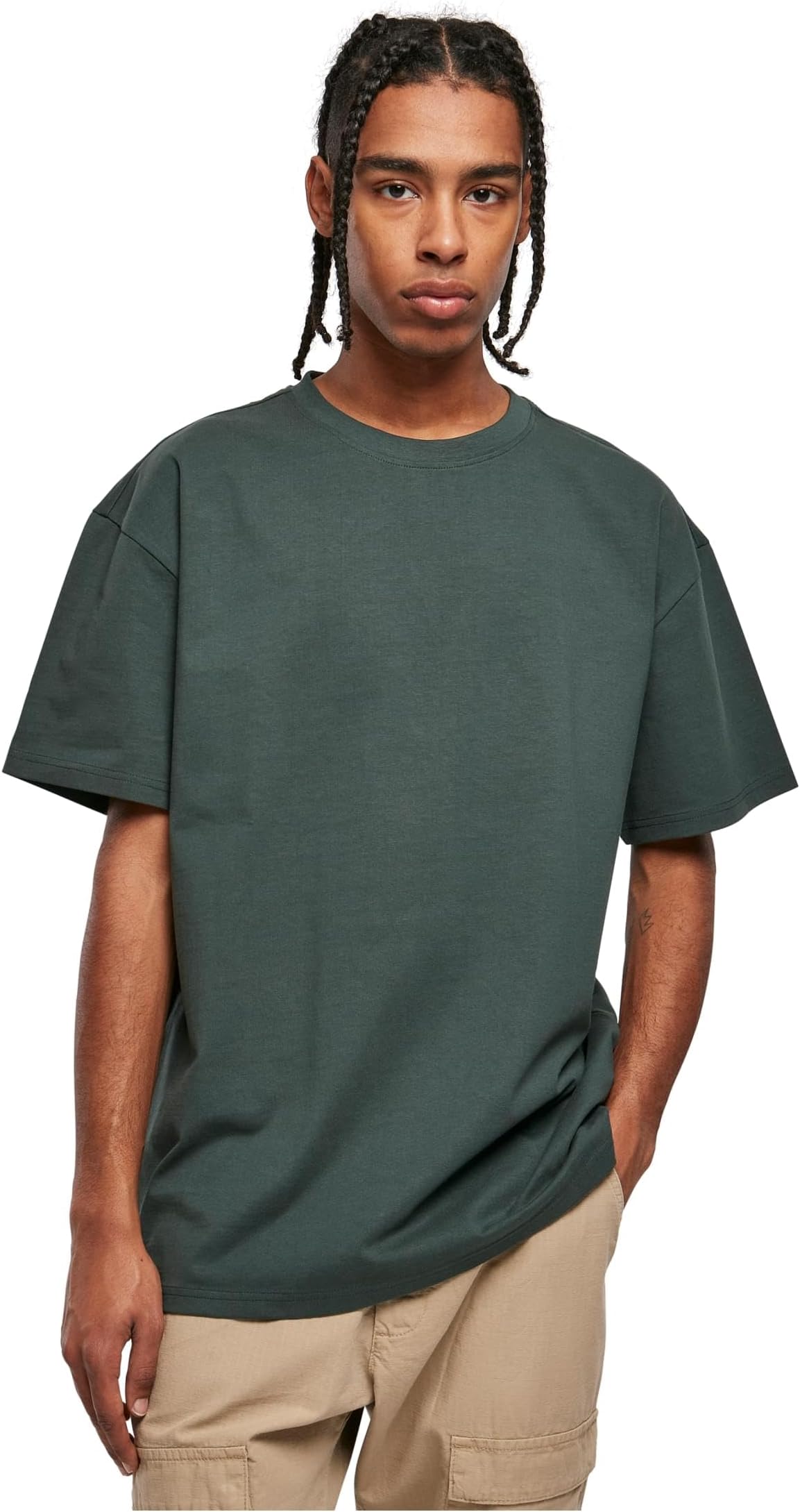 Men's Heavy Oversized Tee Wide Cut, Long Tee, Short Sleeves Shirt with Crew Neck, 100% Jersey Cotton (pack of 1)