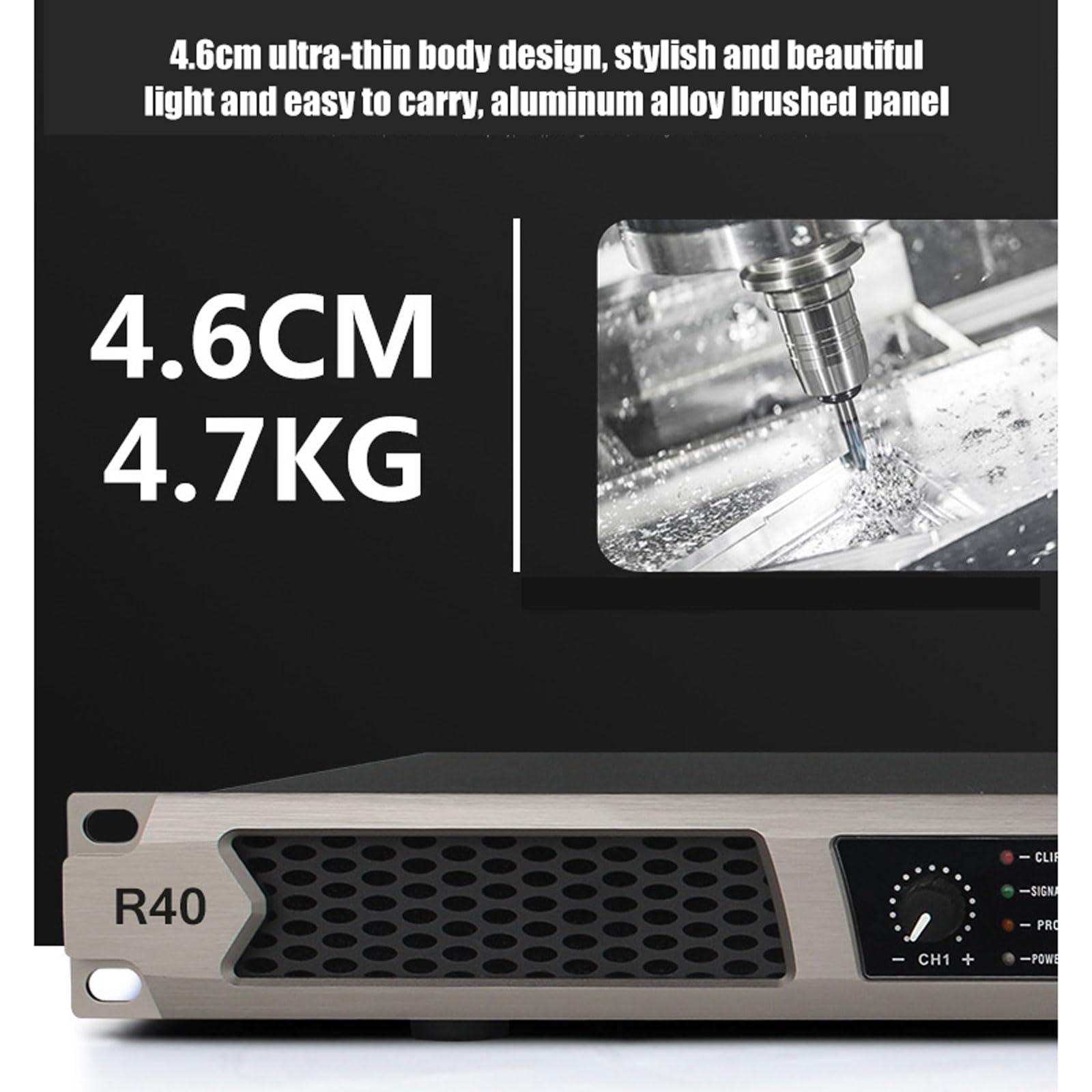 Amplificatore Di Potenza Digitale 600Wx4, Amplificatore Audio Professionale Per La Casa Con Luce LED + Manopola Del Volume, Uscita Indipendente a 4 Canali, Per Spettacoli Sul Palco, Conferenze, KTV