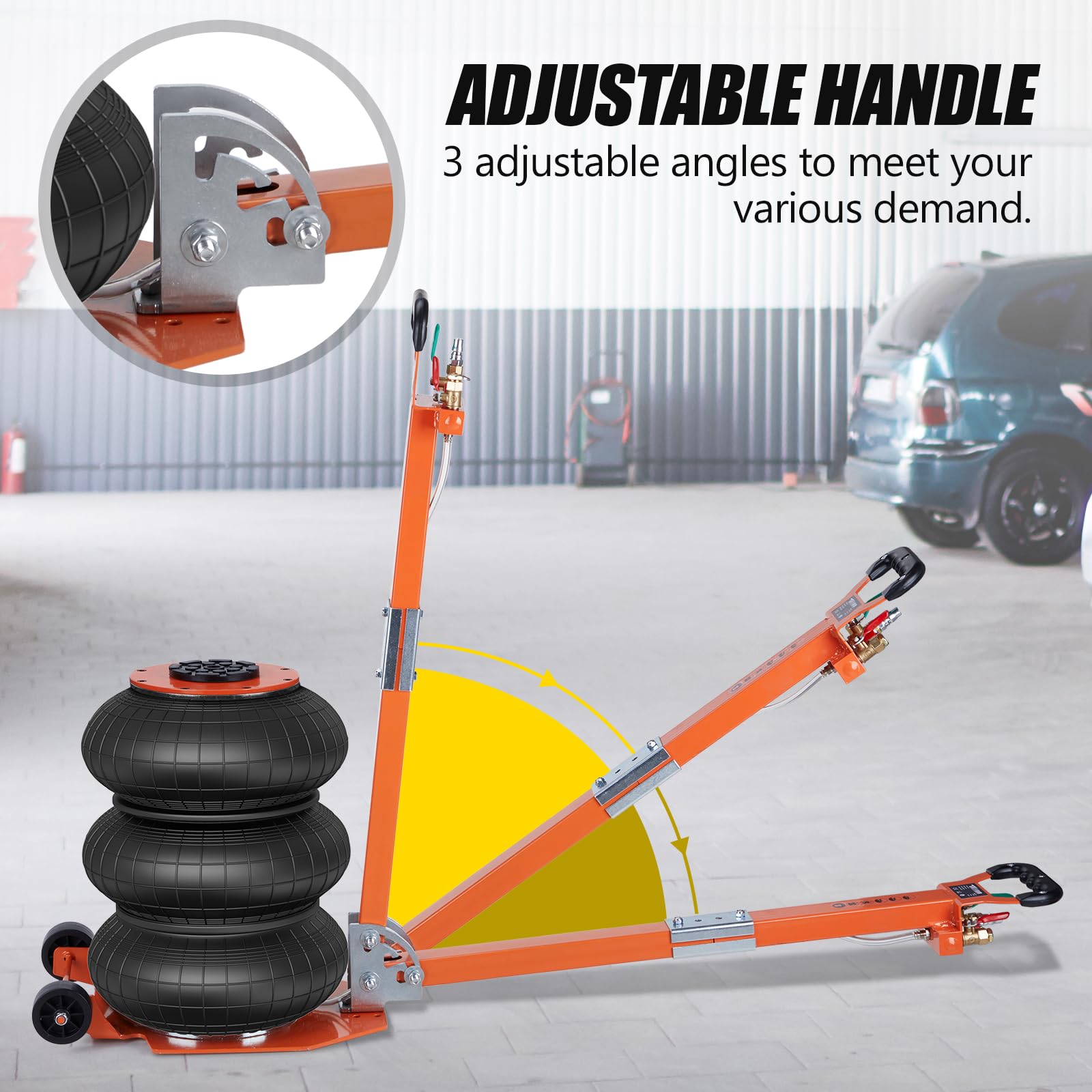 Bonnlo Cric Pneumatique 3 Tonnes, Cric de Levage Plage 135-400 mm avec Poignée, Levage Rapide pour Voiture, SUV, Atelier et Garage (Orange)