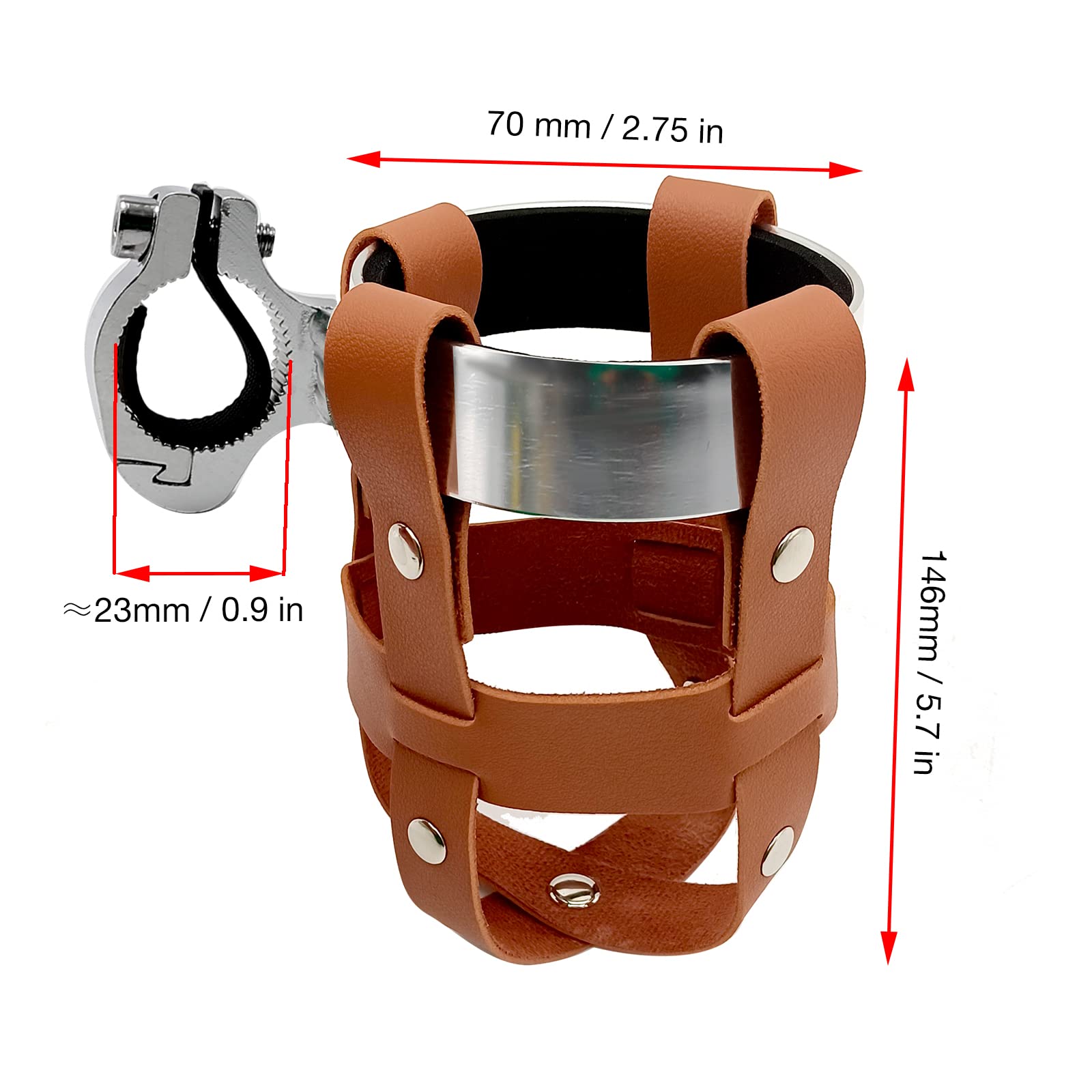 Vintage Leather Bike Cup Holder - Adjustable Drink Holder For Bicycles, Wheelchairs & Scooters