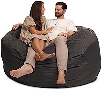 Vista 60 de ULTIMATE SACK 6000 Silla Puf de 6 Pies con Reposapiés, Funda de Gamuza Negra – Tumbona de Espuma de Gran Tamaño, Asiento de Suelo, Sofá Pequeño