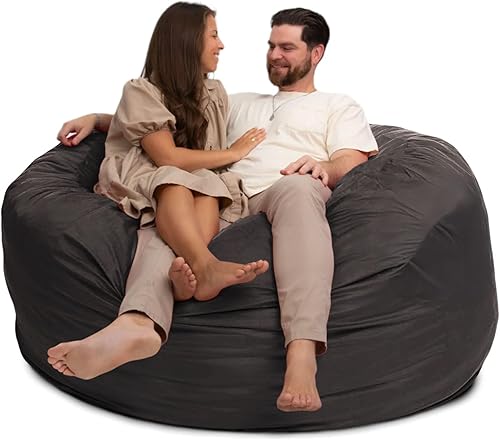 Miniatura 60 de ULTIMATE SACK 3000 Silla Puf de 3 Pies, Funda de Gamuza Negra – Tumbona de Espuma de Gran Tamaño, Asiento de Suelo, Sofá Pequeño o Sofá Cama para