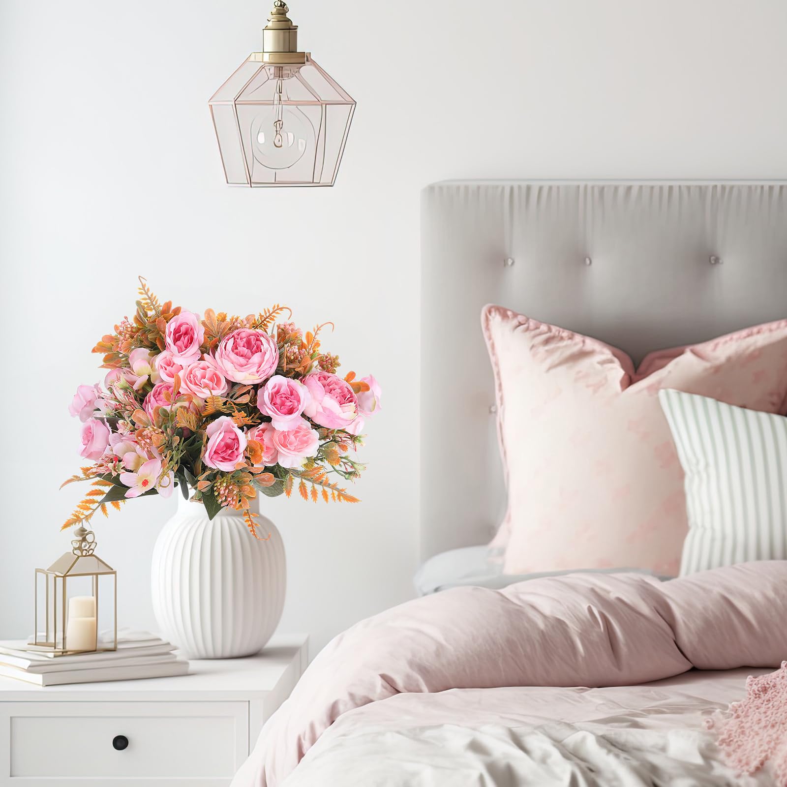 Snapklik.com : Crowye 8 Pieces Peonies Artificial Flowers Bouquet Fake ...
