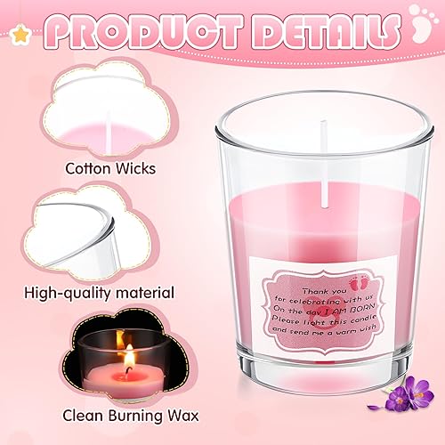 Miniatura 3 de 16 piezas de regalos de baby shower, regalos de agradecimiento, velas votivas de 1.7 onzas, velas votivas de vidrio transparente, regalos de