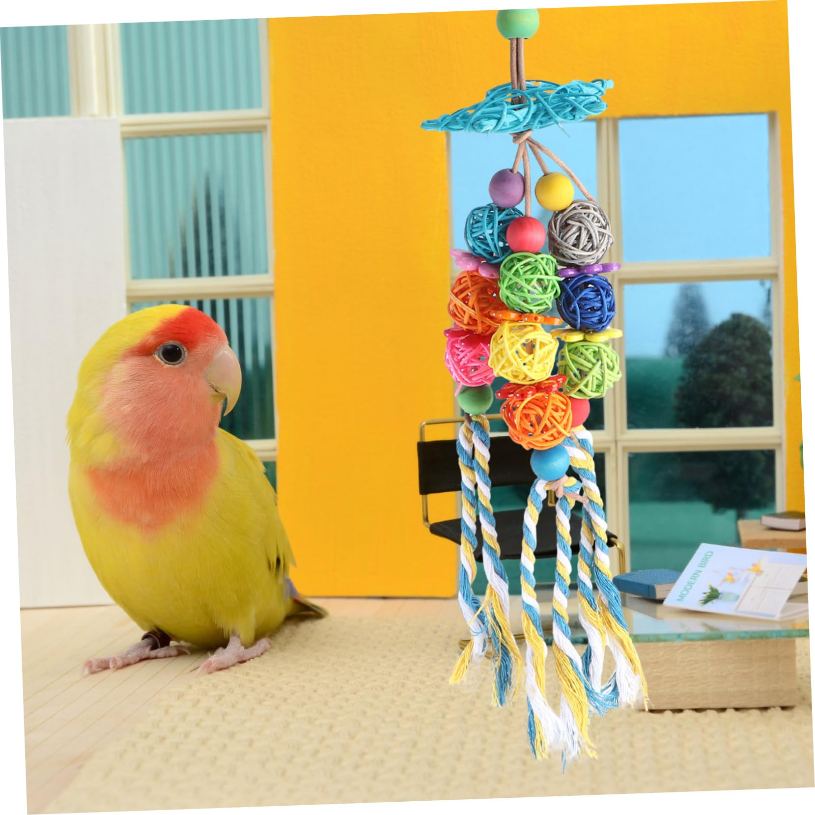 BESPORTBLE 6stücke Papageien-Spielzeug Aus Rattan Mit Hängeschaukel Und Bissball Für Kleine Vögel Fördert Spiel Und Bewegung Sicheres Material Für Wellensittiche Und Nymphensittiche