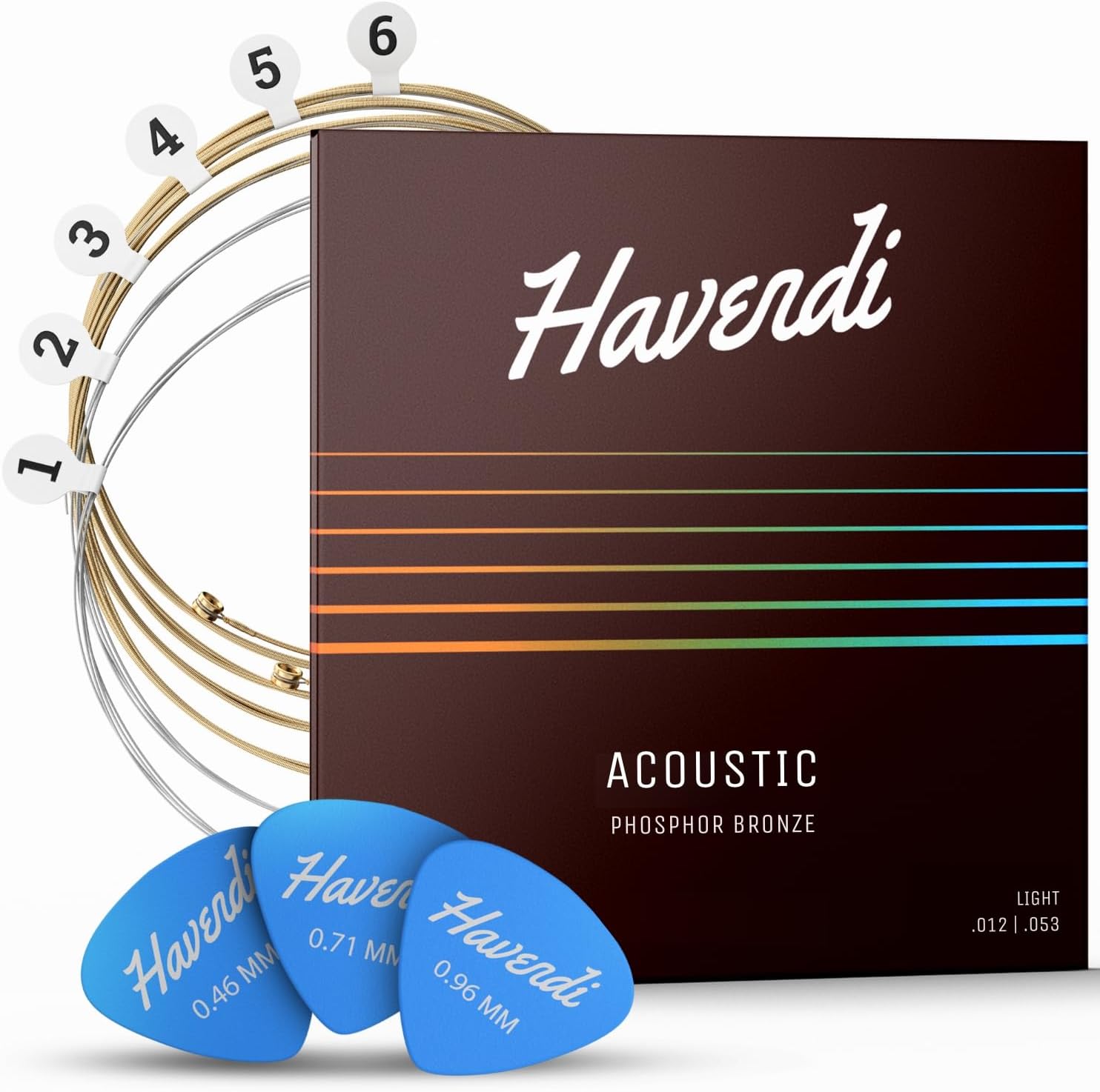Acoustic Guitar Strings with Phosphor Bronze Coating I Brilliant Sound Quality I Includes 3 Picks