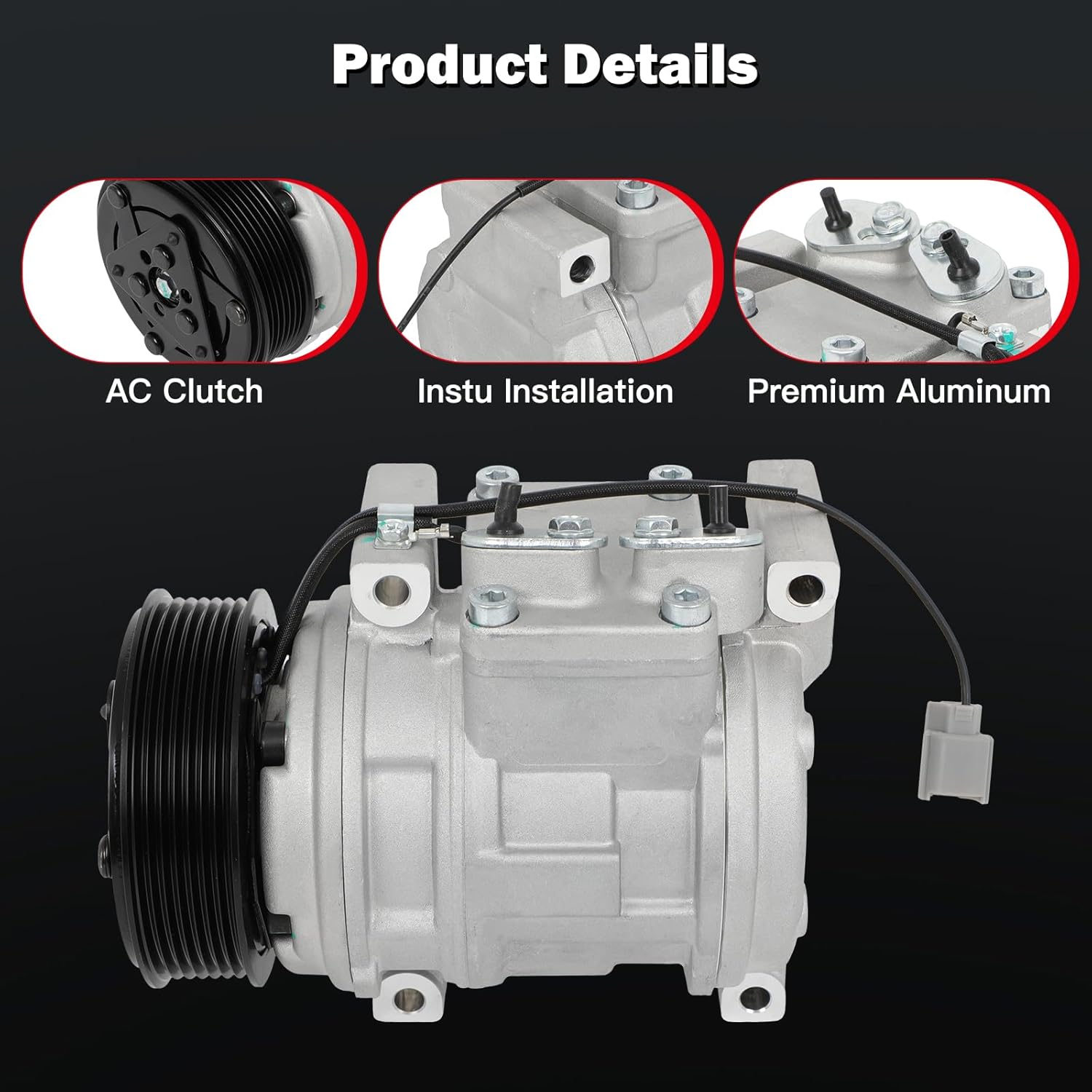 cciyu Air Conditioning Compressor for Honda CR-V 2.4L 2002 2003 2004 2005-2006 Replaces AC Compressor with Clutch for Car 7 Grooves 157881 158881