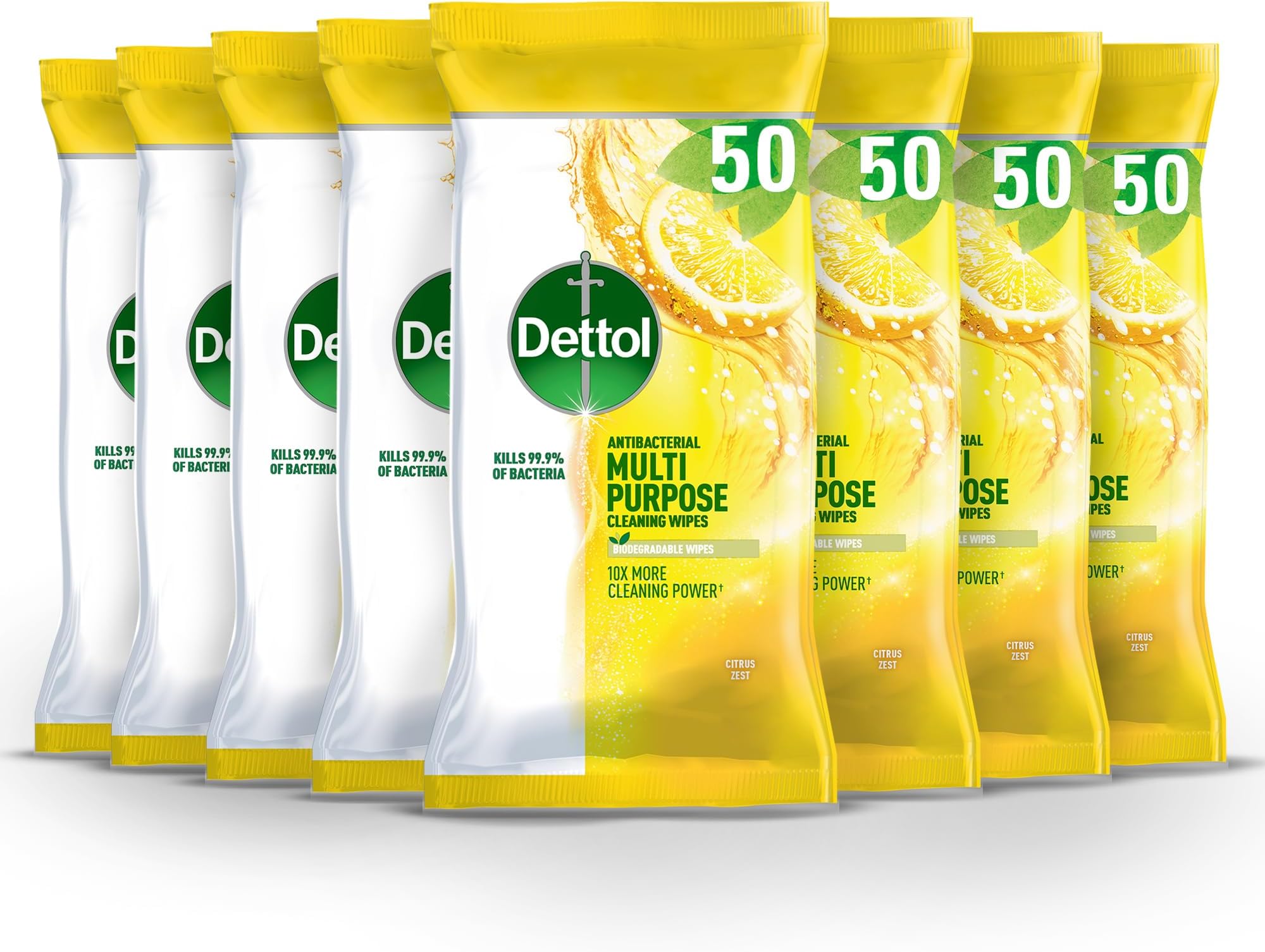Antibacterial Wipes, Citrus, Total of 400 Wipes (8 Packs X 50), Biodegradable Wipes, Cleaning Wipes, Disinfectant Wipes, Surface Wipes, Antibacterial, Household Cleaners