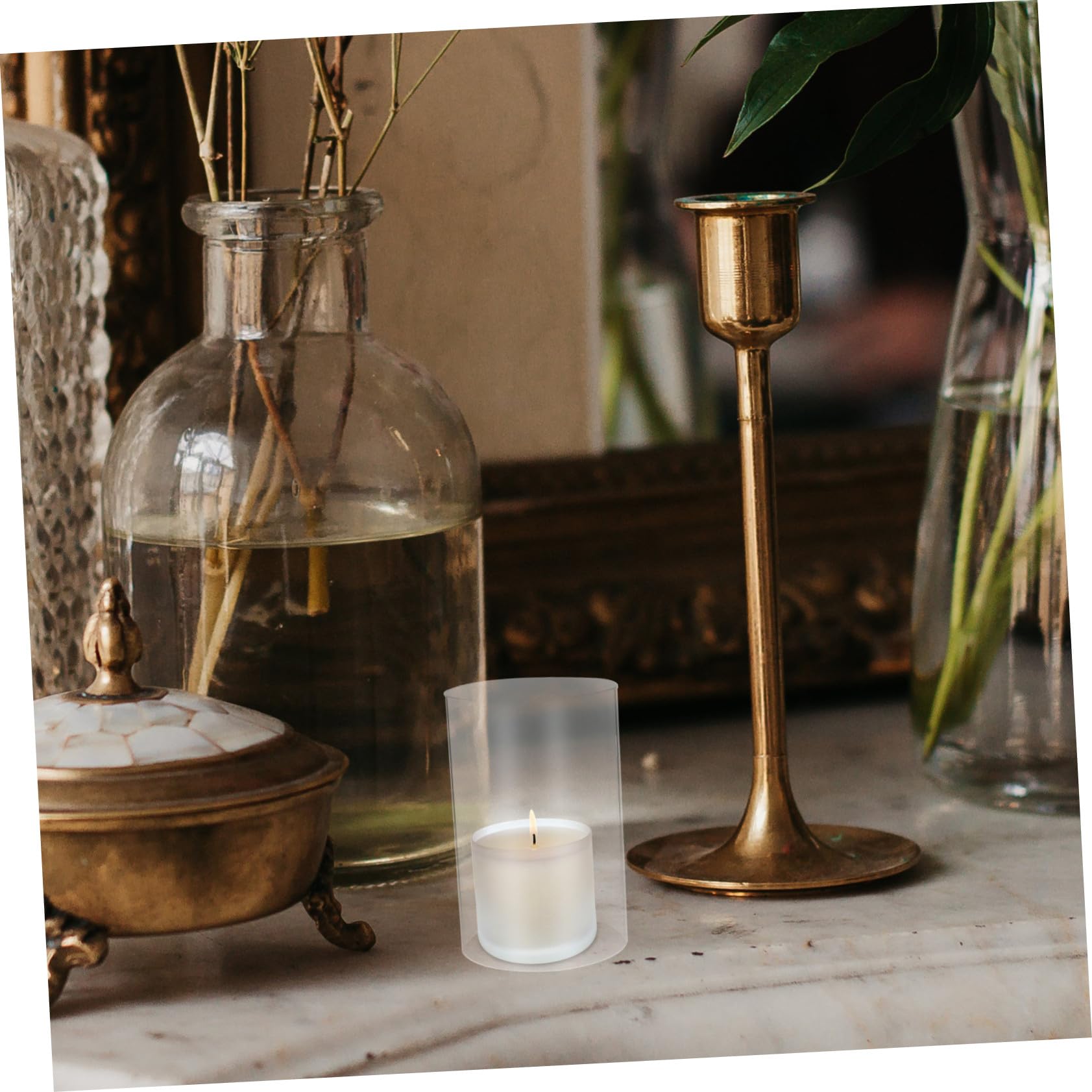 2pcs Bougeoirs en Verre Cylindriques Transparents pour Bougies Piliers, Design Simple et Élégant, Résistant Vent, pour Décoration et DIY