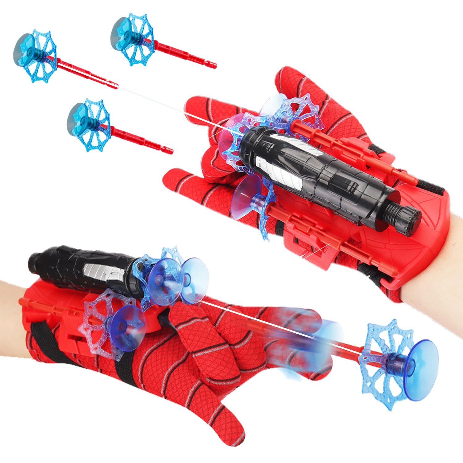 Set di 2 Spider Glove Launcher,Spider Launcher,Spider Glove,Spara Ragnatele Giochi per Bambini,Giocattoli educativi in Bambini Cosplay(Rossa)