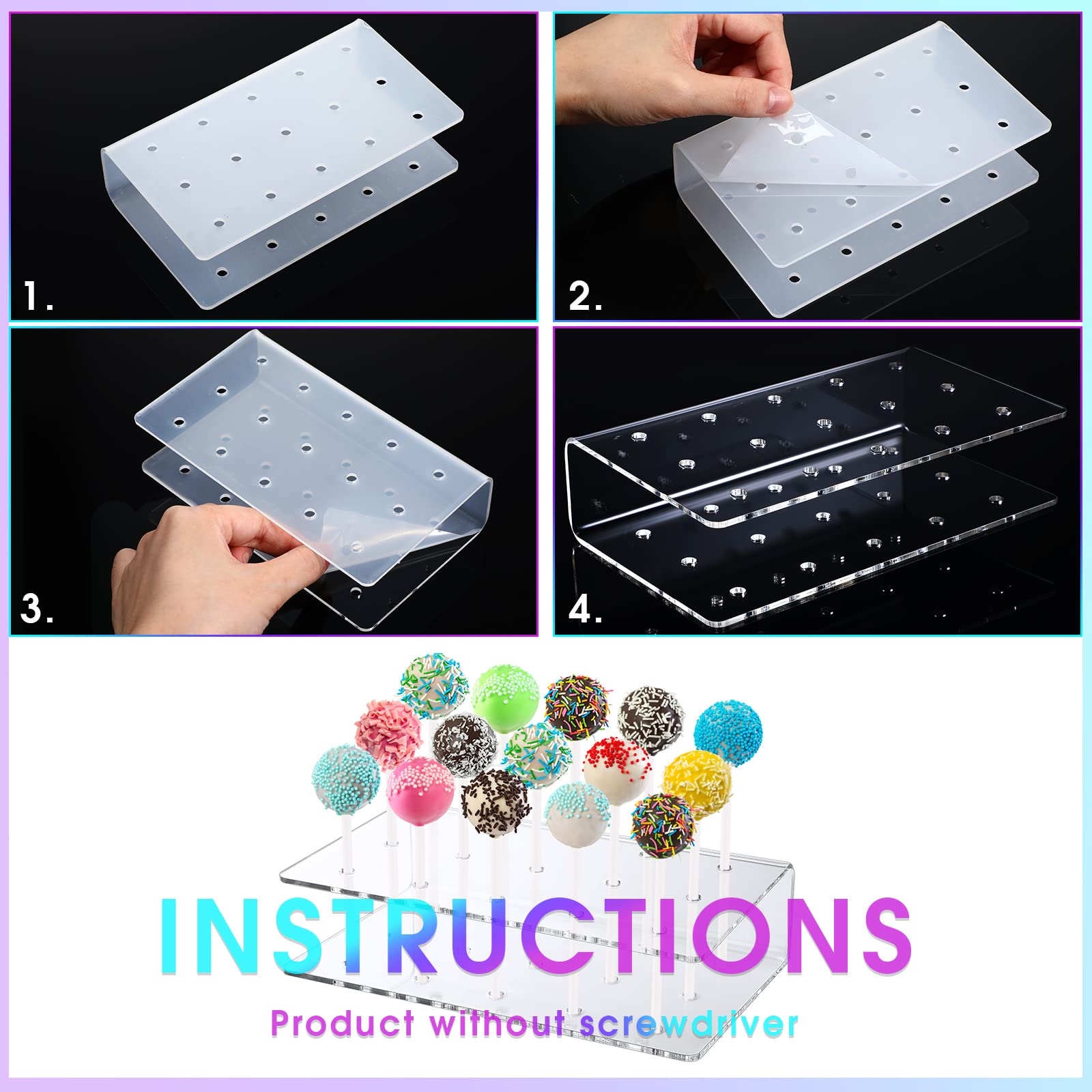 Juego de moldes de silicona de 12 agujeros con palitos de piruleta, soporte para paletas acrílicas de 15 agujeros, taza medidora, bolígrafo decorativo, 4 puntas de tubería, bolsillos planos, lazos 4