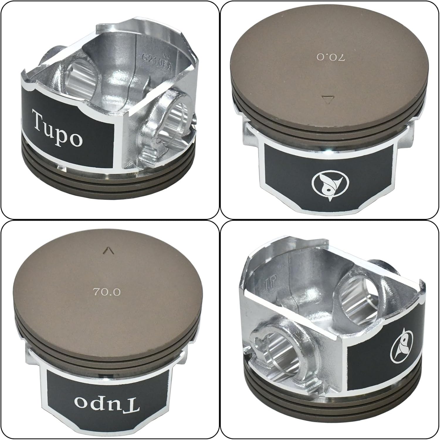 Tupo GX200-70 Piston Kit 70mm Flat Top Compatible with Predator 212 GX160 GX200, High-Compression-Performance Top End Rebuild Kit