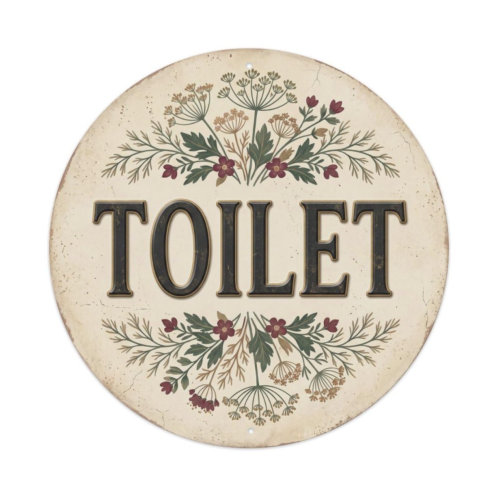 Okahys 8X8inch(20X20cm) Toilet(Wc) Signage Fennel Vintage Metal Tin Sign