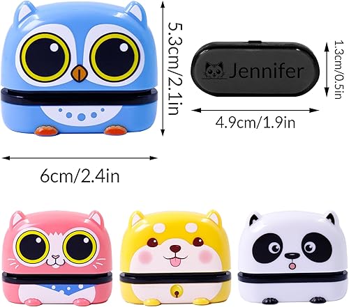 Miniatura 6 de Sello con nombre personalizado para ropa de niños, impermeable, sellos autoentintados (blanco + tinta negra) para guardería, campamento, ropa de