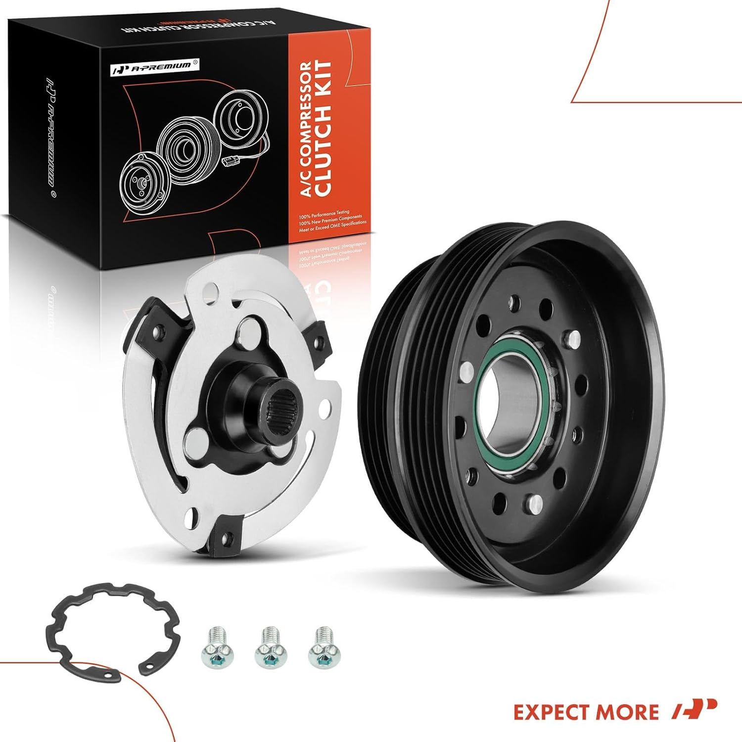 A-Premium Air Conditioner AC Compressor Clutch Kit Compatible with Volkswagen Jetta 2005-2016, Passat 2012-2014, Golf 2010-2014, Beetle 2006-2010 2012-2014, Rabbit 2006-2009 & Audi TT RS Quattro